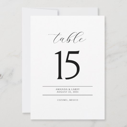 Elegant and Modern Minimalist Table Number Cards Kaart (Achterkant)