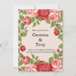 Elegant and romantic,  red roses  wedding kaart