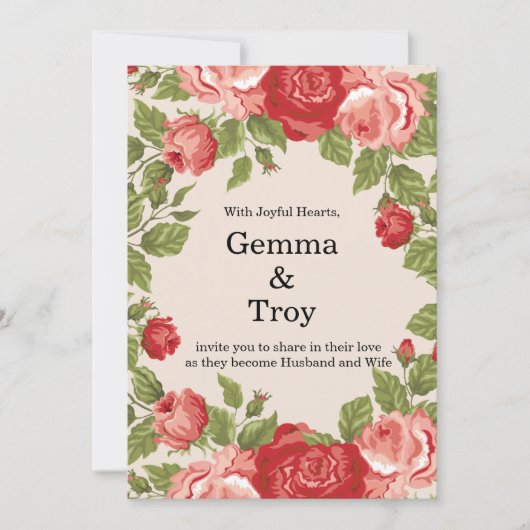Elegant and romantic,  red roses  wedding kaart (Voorkant)