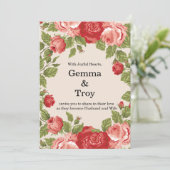 Elegant and romantic,  red roses  wedding kaart (Staand voorkant)