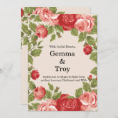 Elegant and romantic,  red roses  wedding kaart (Voorkant / Achterkant)