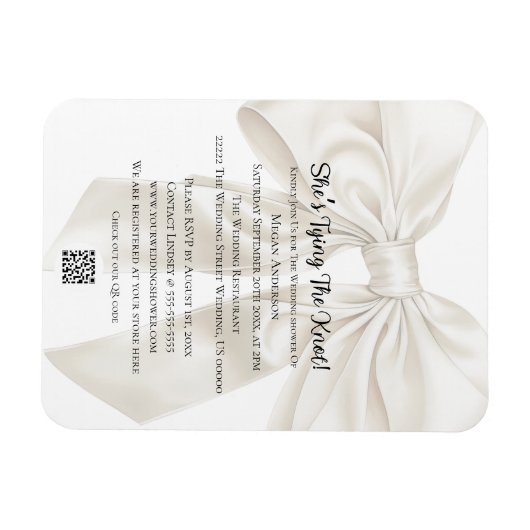 Elegant and Simple Bow Theme Wedding Shower Magneet (Horizontaal)
