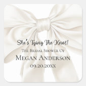 Elegant and Simple Bow Theme Wedding Shower Vierkante Sticker (Voorkant)