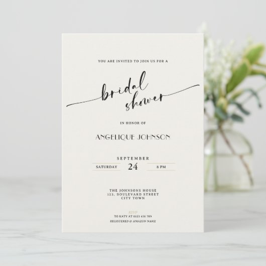 Elegant and Simple - Minimalist Bridal Shower Kaart (Staand voorkant)