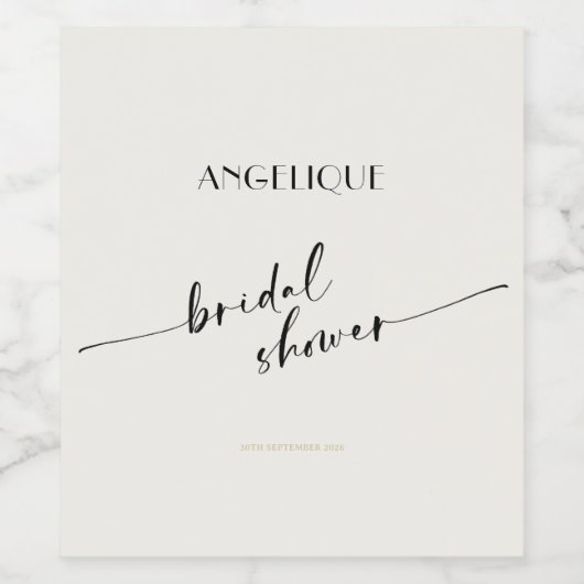 Elegant and Simple - Minimalist Bridal Shower Wijn Etiket (Enkel label)