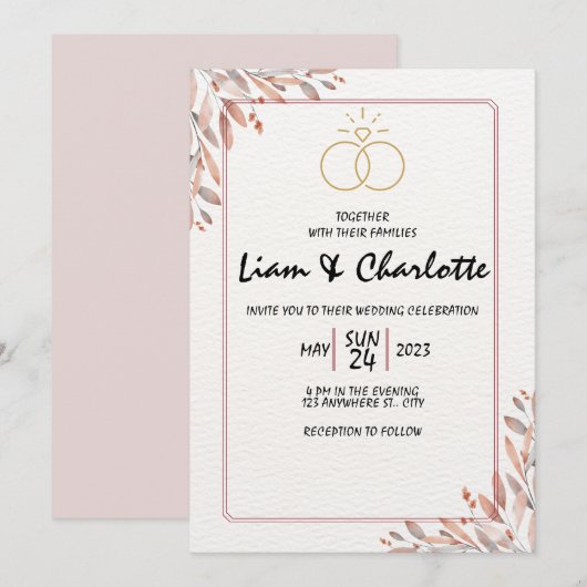 Elegant and Timeless Wedding Sjabloon Kaart (Voorkant / Achterkant)