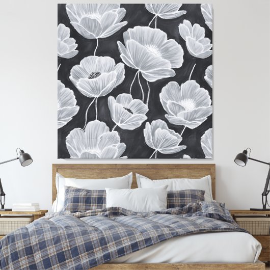 Elegant and Whimsical Poppies Canvas Afdruk (Insitu (Slaapkamer))