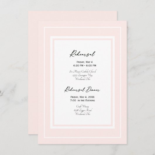 Elegant and White Wedding Rehearsal Kaart (Voorkant / Achterkant)