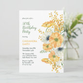 Elegant Anemone Bloemen Sinaasappel & Wit Verjaard Kaart (Staand voorkant)