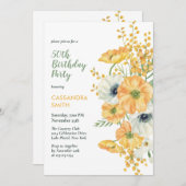 Elegant Anemone Bloemen Sinaasappel & Wit Verjaard Kaart (Voorkant / Achterkant)