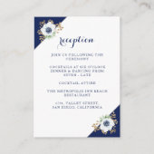 Elegant Anemone Blue Monogram Weddenschappen Recep Informatiekaartje (Voorkant)