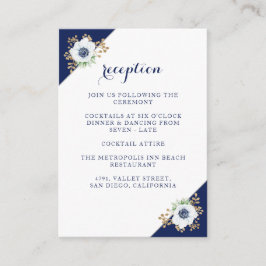 Elegant Anemone Blue Monogram Weddenschappen Recep Informatiekaartje