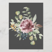 Elegant Anemone Dark Grey Wedding of Party Menu (Achterkant)