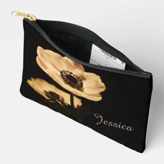 Elegant Anemone Flower Black Personalised Etui (Open)