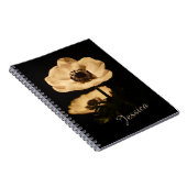 Elegant Anemone Flower Black Personalised Notitieboek (Rechterzijde)