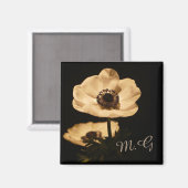 Elegant Anemone Flowers Initials Magneet (Voorkant / Achterkant)