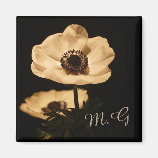 Elegant Anemone Flowers Initials Magneet (Voorkant)