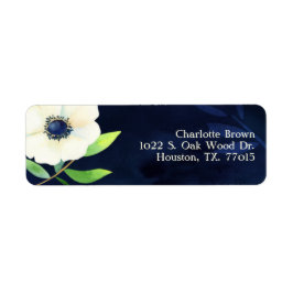 Elegant Anemone Navy Blue Wedding Address Etiket
