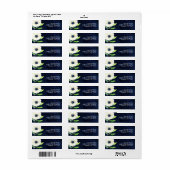 Elegant Anemone Navy Blue Wedding Address Etiket (Full Sheet)