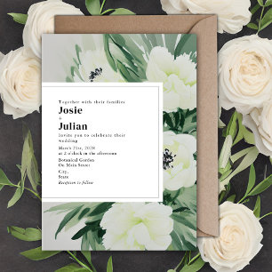 Elegant Anemone White Floral Greenery Wedding Kaart