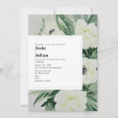 Elegant Anemone White Floral Greenery Wedding Kaart (Voorkant)