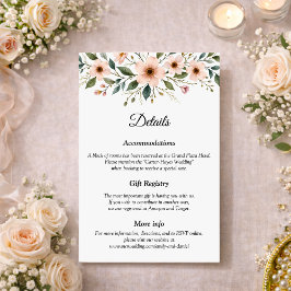Elegant Anemone Wildflower Botanical Wedding Informatiekaartje