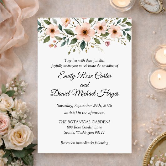 Elegant Anemone Wildflower Botanical Wedding Kaart