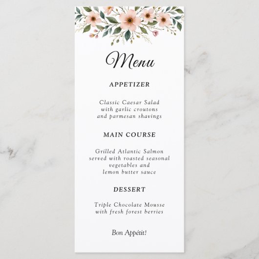 Elegant Anemone Wildflower Botanical Wedding Menu  (Voorkant)