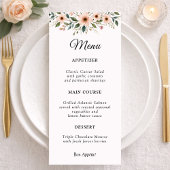 Elegant Anemone Wildflower Botanical Wedding Menu 