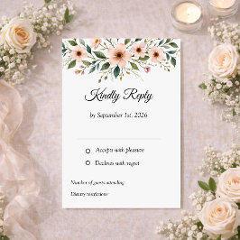 Elegant Anemone Wildflower Botanical Wedding RSVP Kaartje