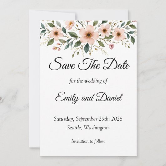 Elegant Anemone Wildflower Save the Date Card (Voorkant)