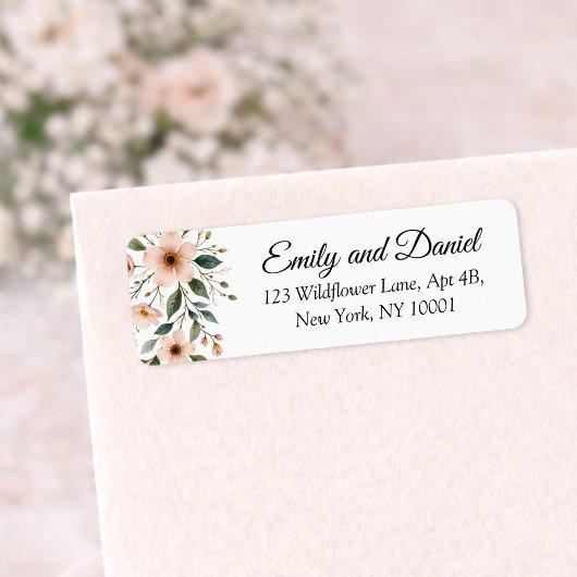 Elegant Anemone Wildflower Wedding Return Address Etiket