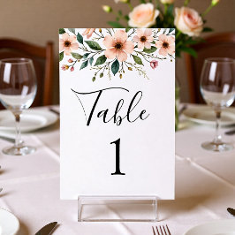Elegant Anemone Wildflower Wedding Table Number Kaart