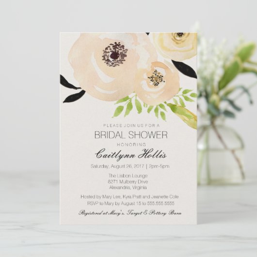 Elegant Anemone Zwart Wit Bloemen Vrijgezellenfees Kaart (Staand voorkant)