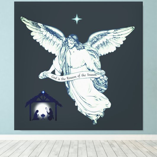 Elegant  Angel met Bethlehem Canvas Afdruk (Insitu (Houten vloer))