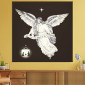 Elegant  Angel met Bethlehem op donkerbruin Canvas Afdruk (Insitu (Woonkamer))