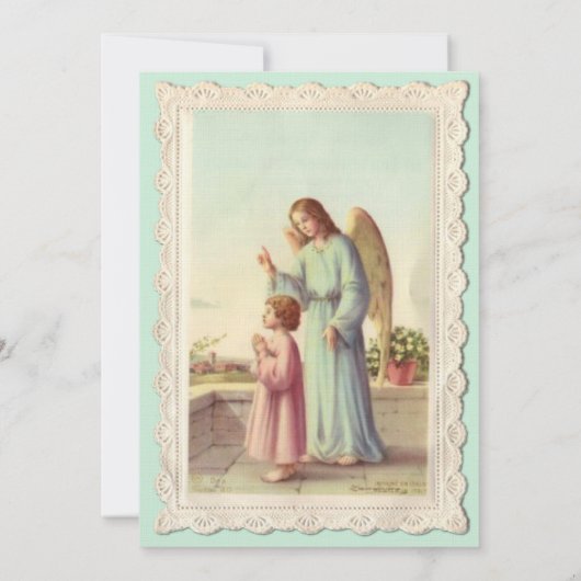 Elegant Angel Panting Baptism Uitnodiging (Achterkant)