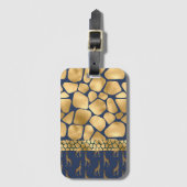 Elegant Animal Print Blue Gold Bagagelabel (Voorkant (verticaal))