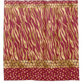 Elegant Animal Print Burgundy Gold Chic Glam Douchegordijn (Voorkant)