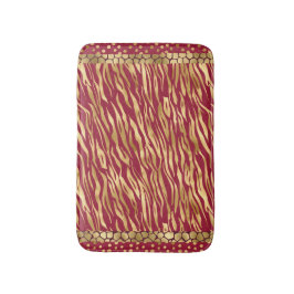 Elegant Animal Print Burgundy Gold Chic Luxe Badmat