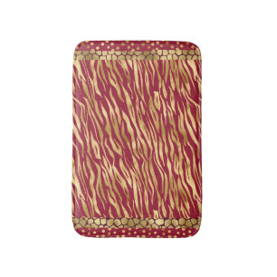 Elegant Animal Print Burgundy Gold Chic Luxe Badmat