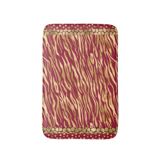 Elegant Animal Print Burgundy Gold Chic Luxe Badmat (Voorkant Verticaal)