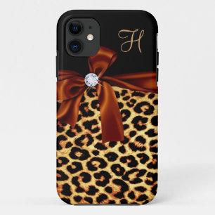 Elegant Animal Print Faux Diamond Monogramed Case-Mate iPhone Case