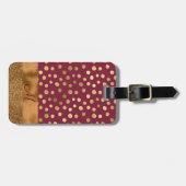Elegant Animal Print Glitter Monogram Burgundy Bagagelabel (Voorkant horizontaal)