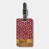 Elegant Animal Print Glitter Monogram Burgundy Bagagelabel (Voorkant verticaal)