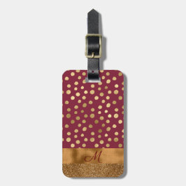 Elegant Animal Print Glitter Monogram Burgundy Bagagelabel