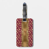 Elegant Animal Print Glitter Monogram Burgundy Bagagelabel (Achterkant verticaal)