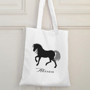 Elegant Animal Silhouette Personalized Black Horse Tote Bag