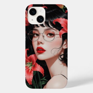 Elegant anime meisje met lelies iPhone case – Styl