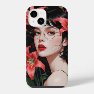 Elegant anime meisje met lelies iPhone case – Styl 14 Hoesje